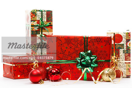 christmas gifts isolated on white background