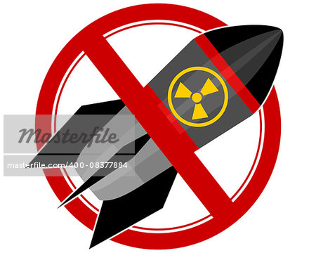 Vector illustration of a nuclear rocket sign