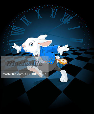 Running White Rabbit with pocket watch