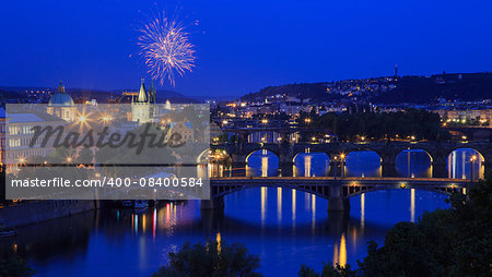 Fireworks over Prague & Charles Bridge Fireworks over Prague & Charles Bridge