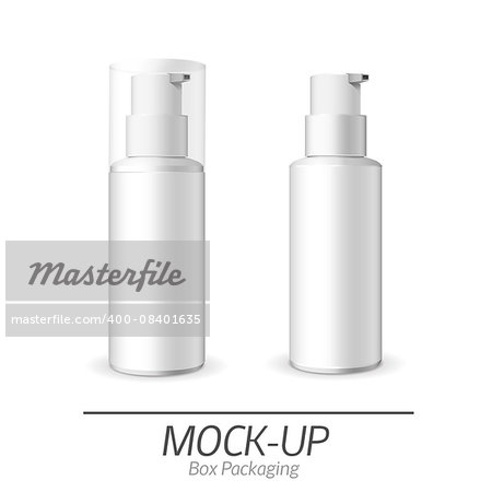 Make up. Tube of cream or gel white plastic product.  Container, product and packaging. White background.