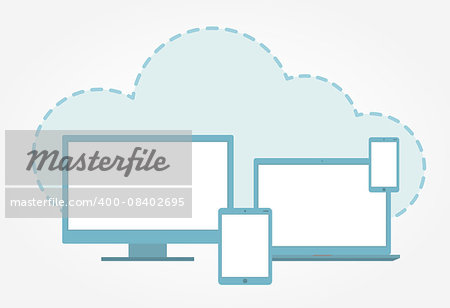 Vector illustration of electronic devices and cloud icon