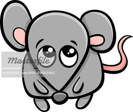 Cartoon Illustration of Cute Little Mouse Animal Character