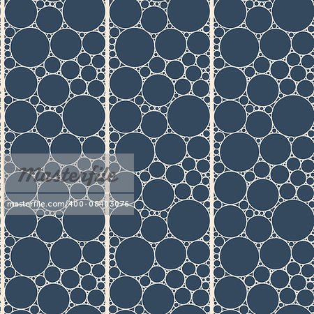 Black and white seamless background with strips of circles. Vector illustration.