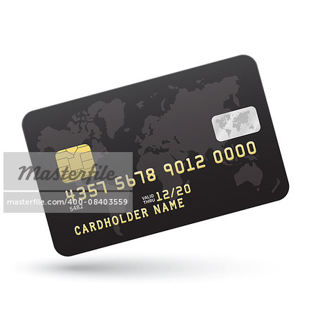 Realistic Black Credit card isolated on white background. Vector illustration.