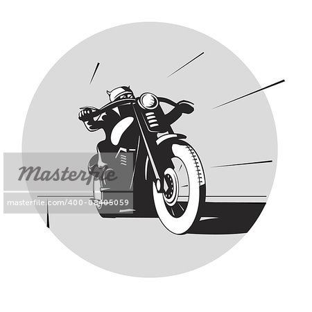Vector illustration of a biker rides on motorcycle