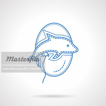 Animals balloon for kids party and celebrationd. Single dolphin balloon an a frame. Blue flat line style vector icon. Design element for website, mobile app, business.