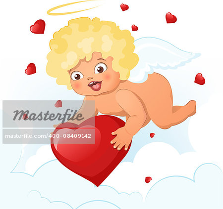 Valentine's Day card with cupids and hearts