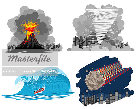 Vector illustration image of a four natural disasters