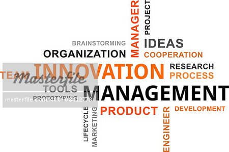 A word cloud of innovation management related items