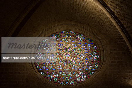 Window detail interior of a Gothic Catholic Cathedral