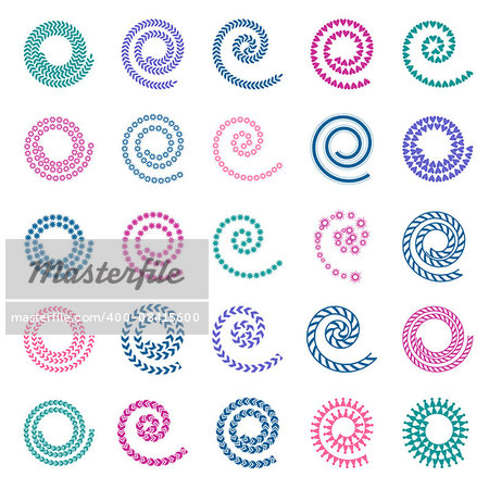 Spiral design elements. Abstract icons  set. Vector art.