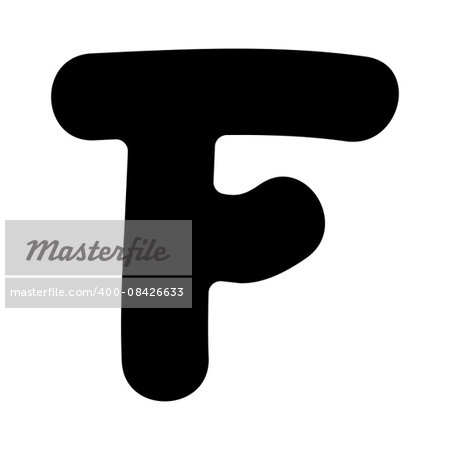 Original font, hand drawn funny fat capital letter isolated on white, part of a full series