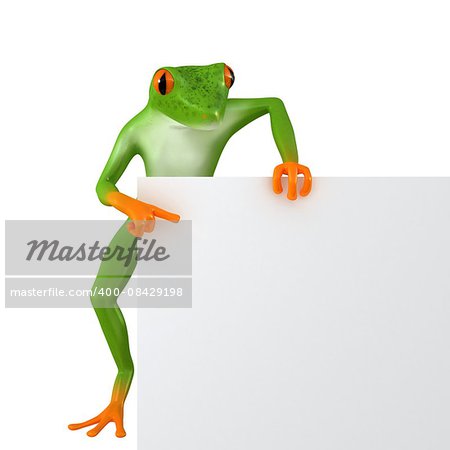 The frog shows the template for the inscription, isolated on white background