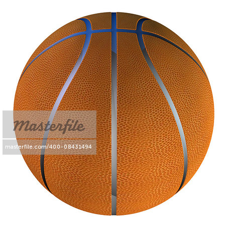 Digitally rendered illustration of a basketball ball on white background.