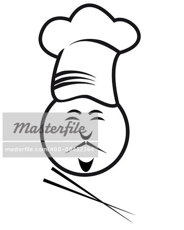 Figure Chef with chopsticks on a white background