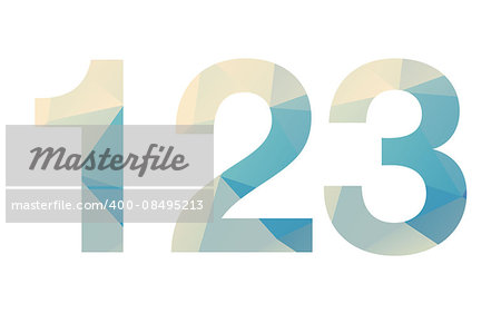 Polygonal isolated bold gradient numbers on white