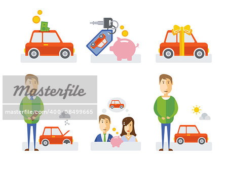 Elements of info-graphic showing process of getting loan. Modern flat illustration.