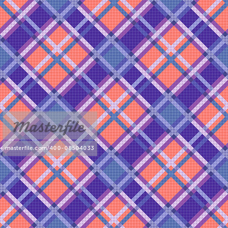 Seamless diagonal vector colorful pattern mainly in blue, coral and violet colors