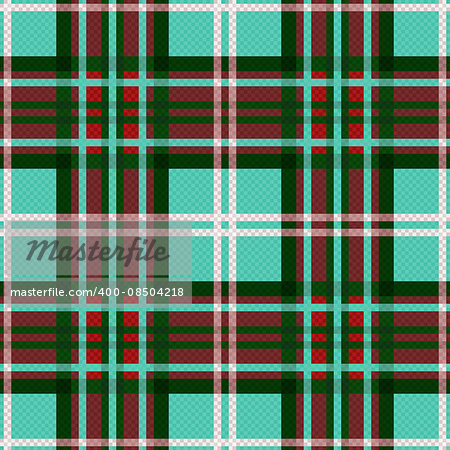 Seamless checkered vector contrast colorful pattern mainly in turquoise, red and white colors