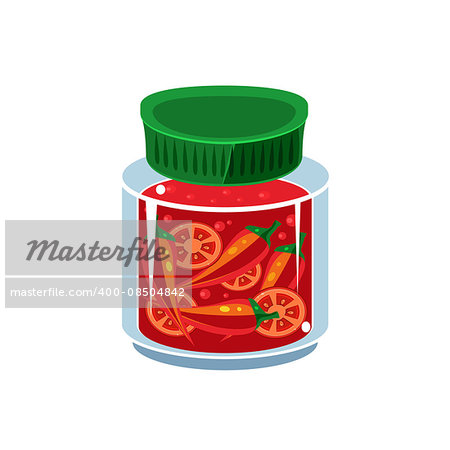 Hot Sauce In Transparent Jar Isolated Flat Vector Icon On White Backgroung In Simplified Manner