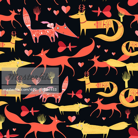 The beautiful graphic pattern of foxes vector illustration