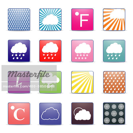 A set of colored icons weather, flat style, vector illustration.