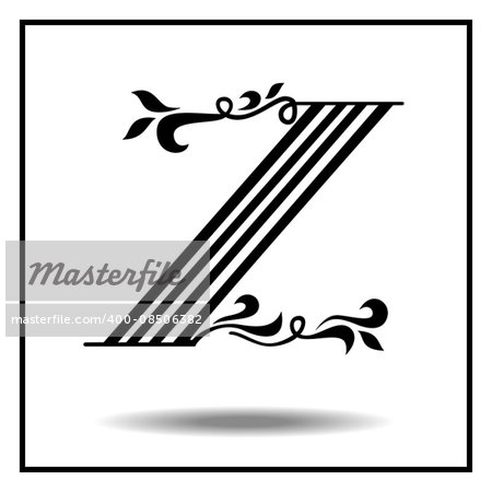 Z. Letter Z with leaves. Vector illustration