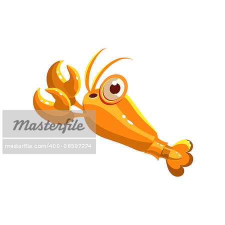 Mollusk with Pincers. Cute Vector Illustration Collection of sea life
