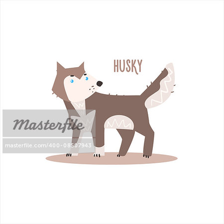 Husky Drawing For Arctic Animals Collection Of Flat Vector Illustration In Creative Style On White Background