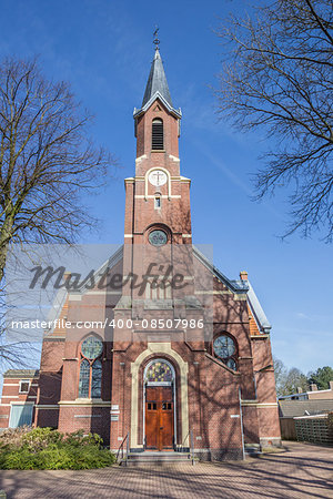 Old church Ontmoetingskerk in the center of Sappemeer, Netherlands