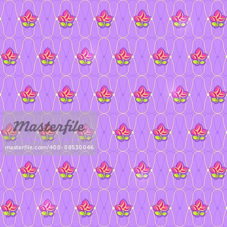 Classic Floral Pattern Seamless with Geometric Ornament. Vector Wallpaper