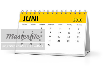 A german language table calendar for your events 2016 june