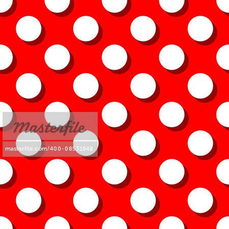 Retro tile vector pattern with big white polka dots on red background for decoration wallpaper