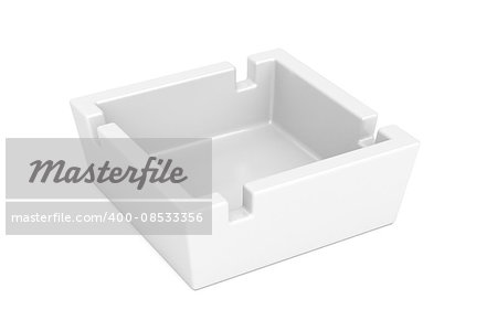 Empty ceramic ashtray on white background