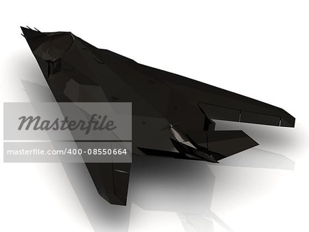 Military jet on the airport runway on white background