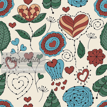 Vector Seamless Valentine's Day Floral Pattern