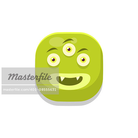 Content Monster Square Icon Isolated On White Background In Fun Childish Emoji Style Vector Design