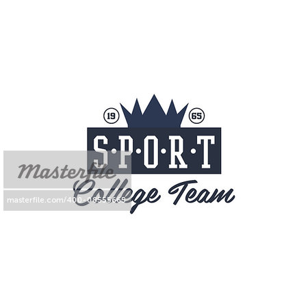 Classic College Sports Team Black And White Vintage Design Isolated On White Background Vector Print