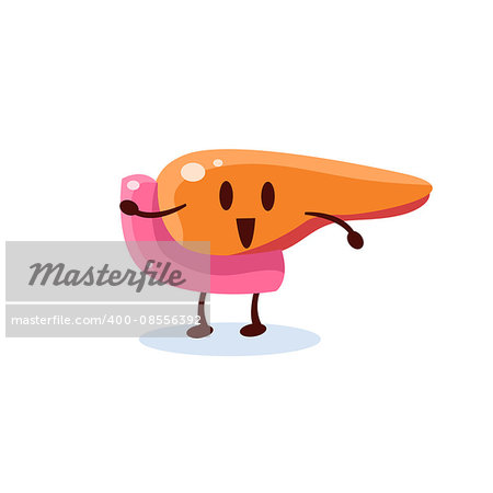 Liver And Bowels Primitive Style Cartoon Character In Flat Childish Vector Design Illustration Isolated On White Background