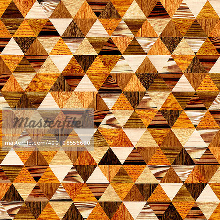 Grunge background with wooden triangles patterns of different colors