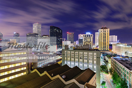 New Orleans, Louisiana, USA CBD skyline at night.