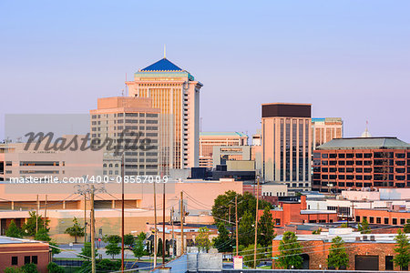 Montgomery, Alabama, USA downtown skyline at dusk.