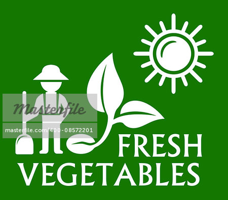 green agriculture symbol with man and plant silhouette