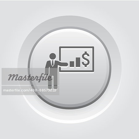 Presentation Icon. Business Concept. Grey Button Design