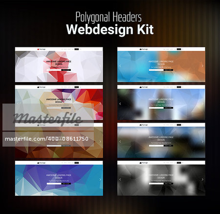 Trendy blurred polygonal website header slider webdesign kit