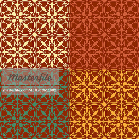 Abstract colored seamless pattern in retro style collection of vector illustration