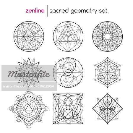 Abstract vector sacred geometrical figures, spiritual geometry symbols