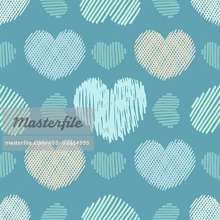 Doodle hearts. Seamless vector pattern with various doodle hearts.