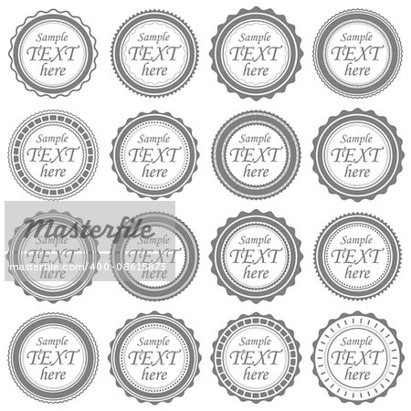 Set round gray emblem with retro style, vector illustration.